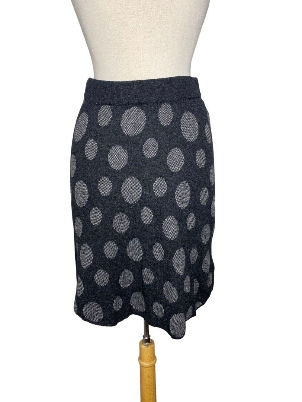 KRIMSON & KLOVER Merino Wool Gray A-line Pull-on Polka Dot Skirt Size Small